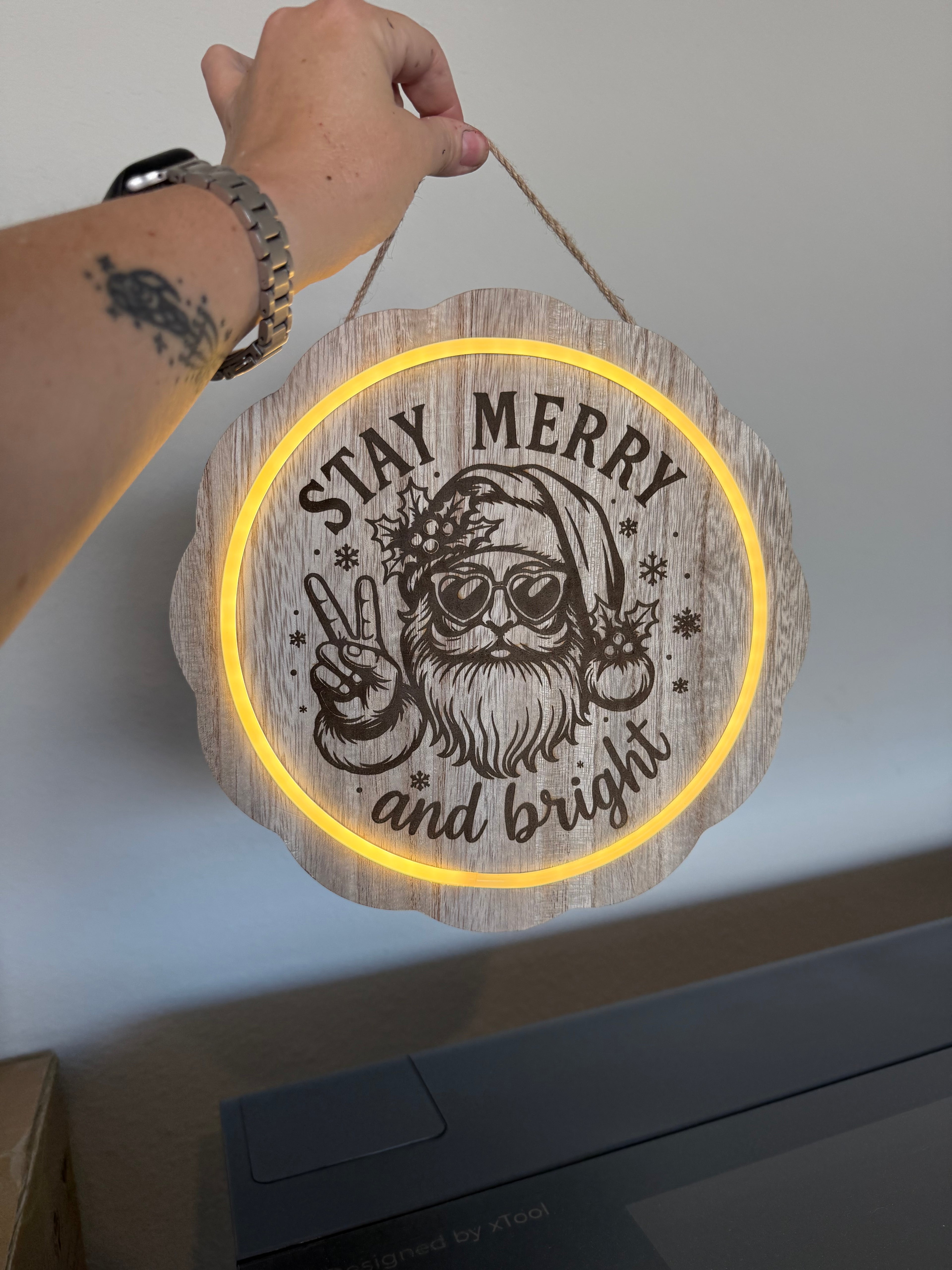 Stay Merry and Bright Lit Wooden Sign