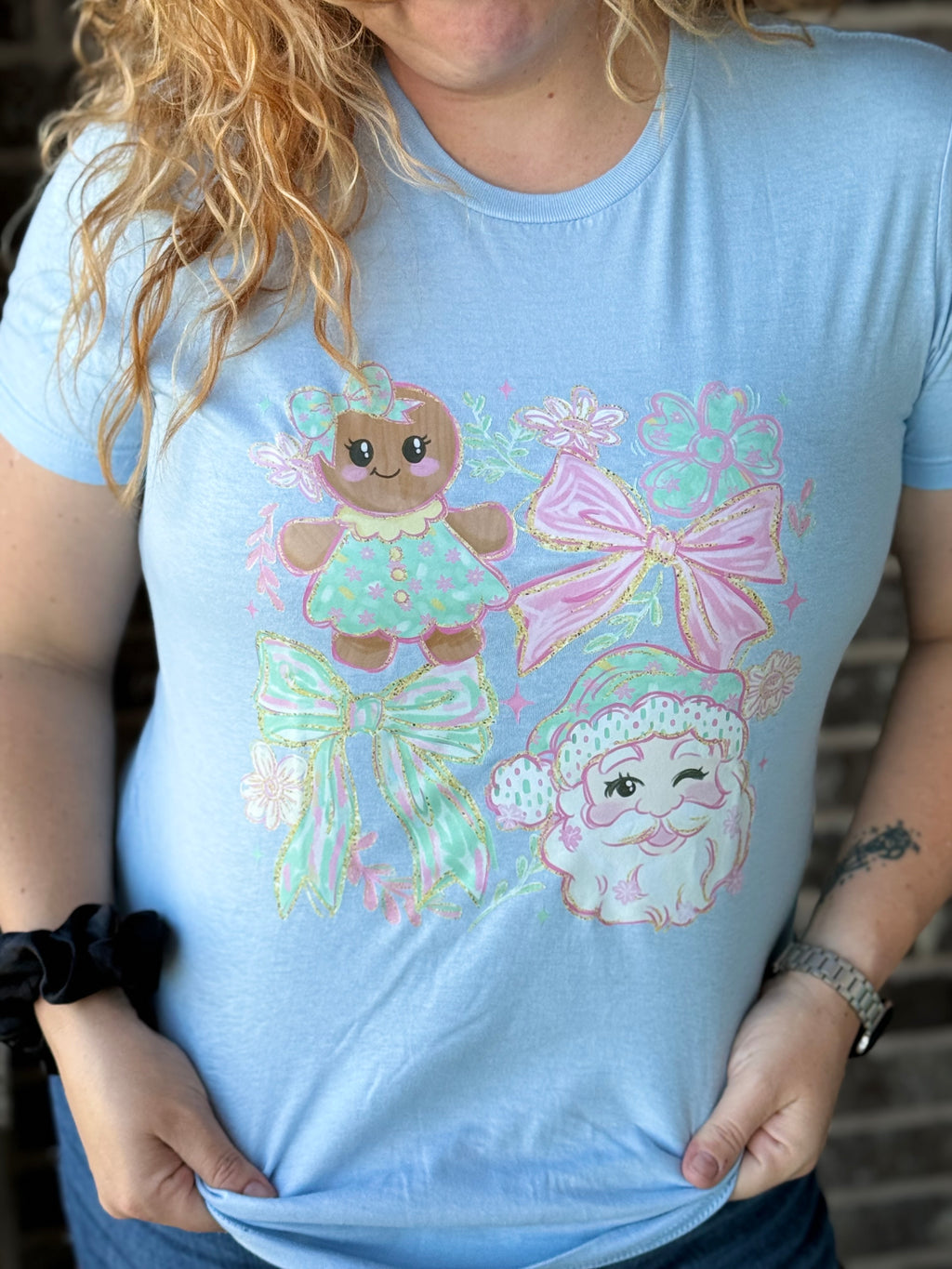 Pastel Santa & Gingerbread Tee