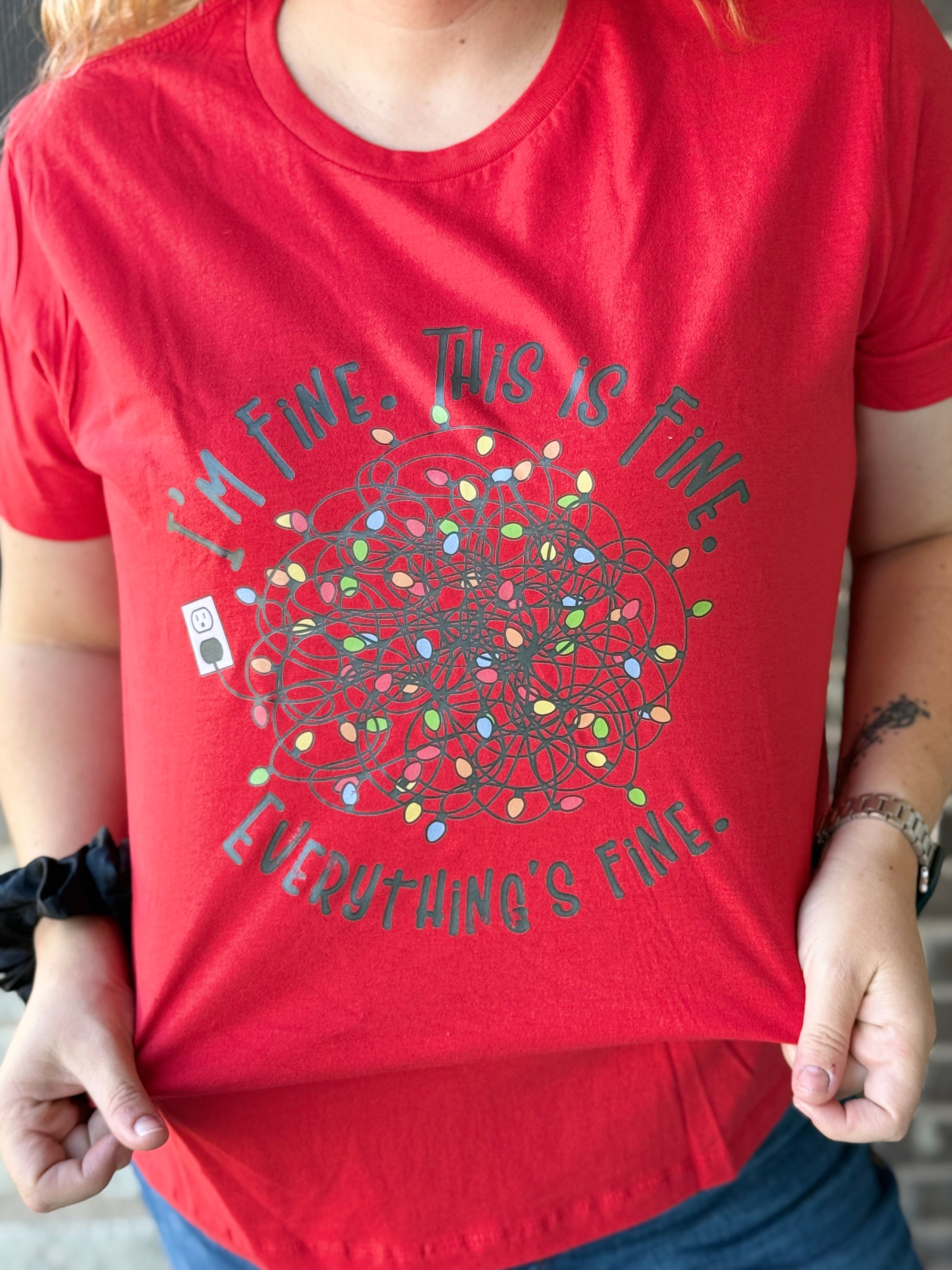 I’m Fine Christmas Lights Tee
