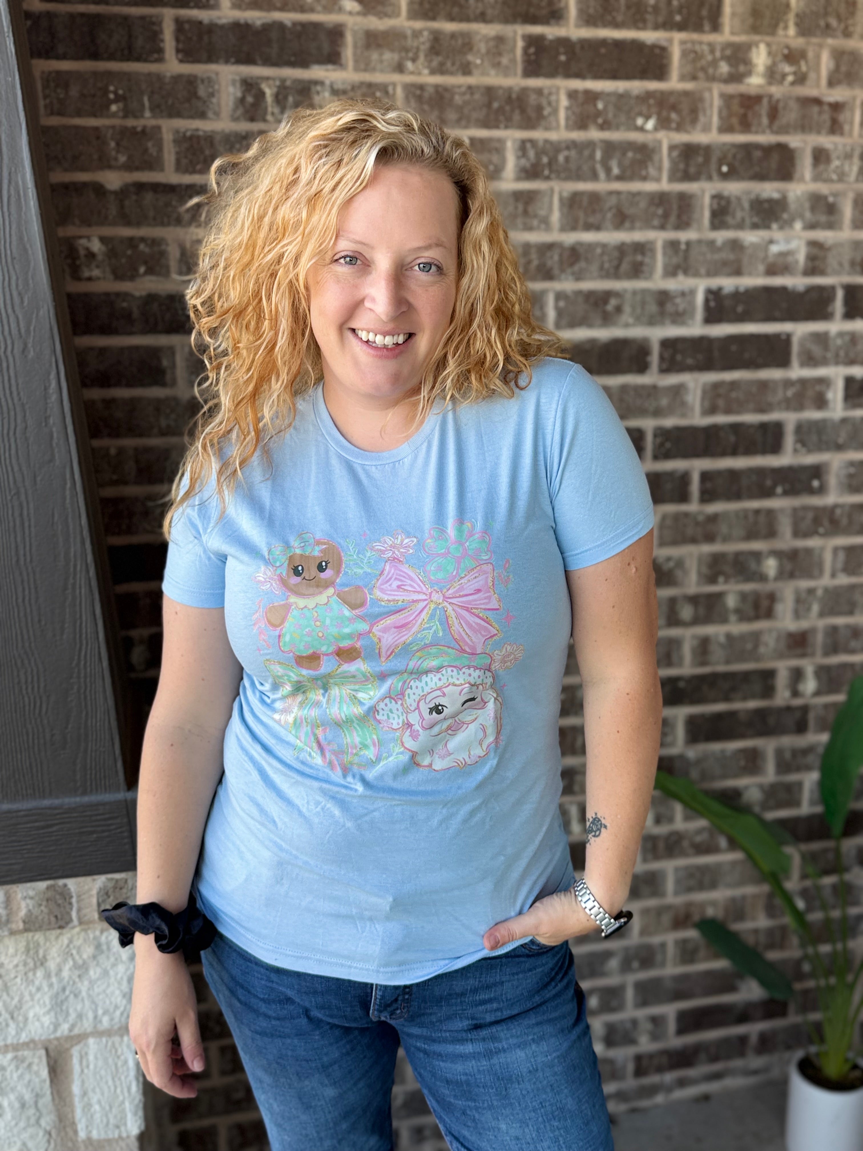 Pastel Santa & Gingerbread Tee
