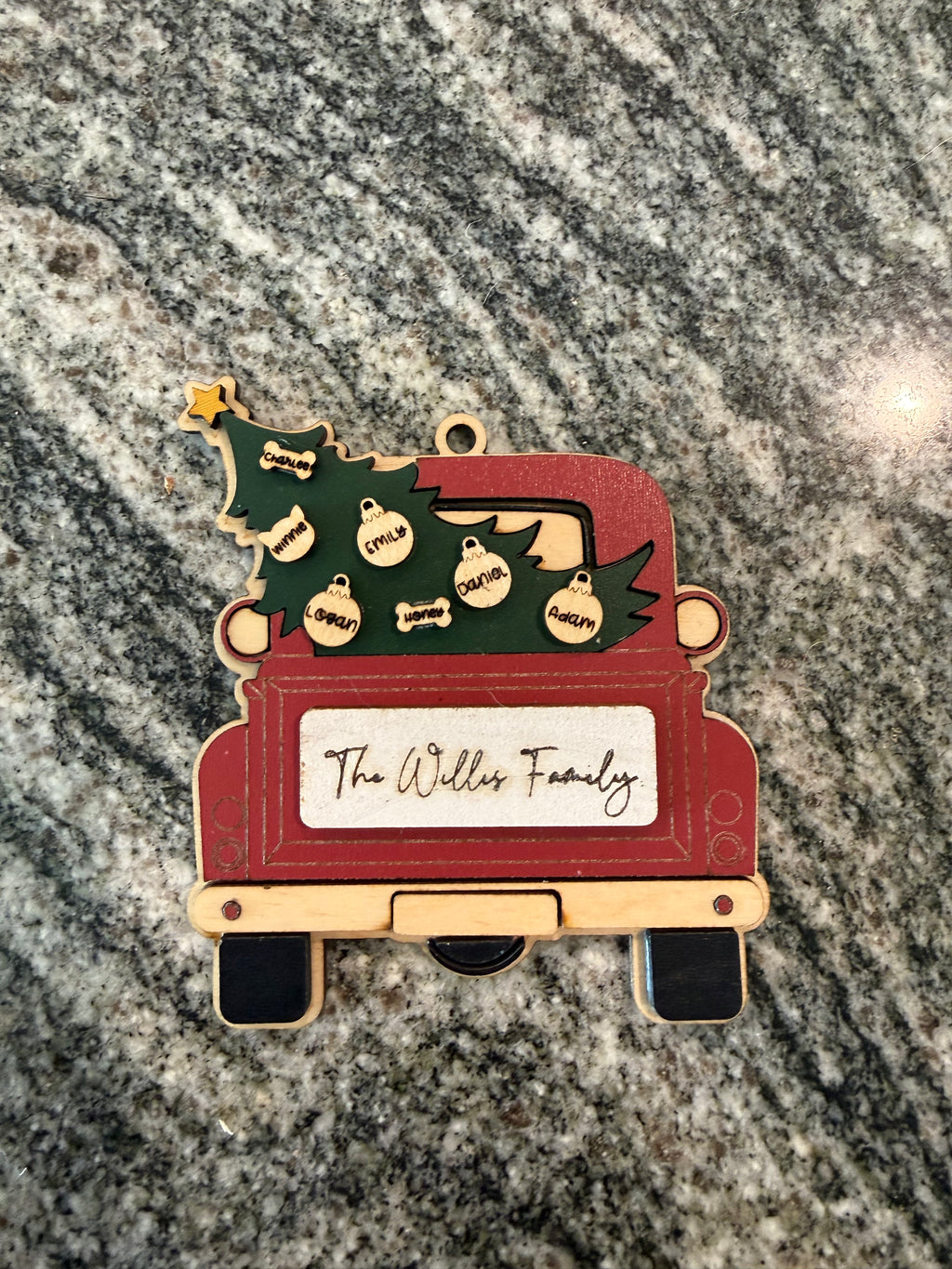 Red Truck Family Ornament