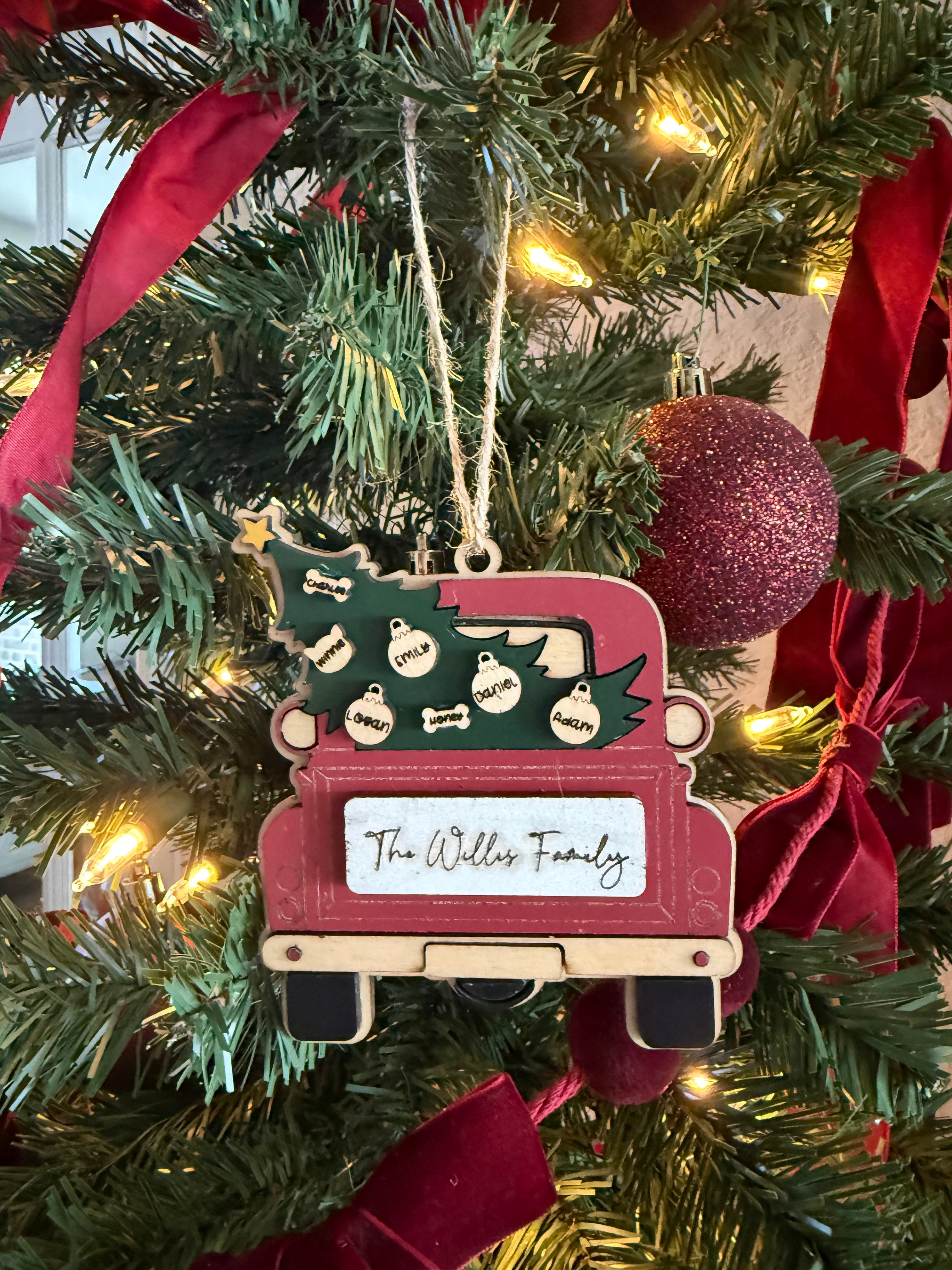 Red Truck Family Ornament